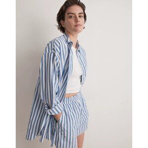 Madewell Signature Poplin Oversized Shirt Womens Size XL Hermitage Blue Capsule
